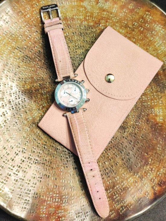 Klaus Kobec Women\'s Diamond Stainless Steel Chronograph Sports Watch in Pink EUC